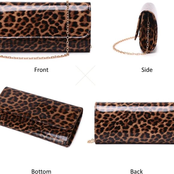 Patent Leather Evening Clutch Womens Envelope Handbag Shoulder Bag Purse - Picture 2 of 9